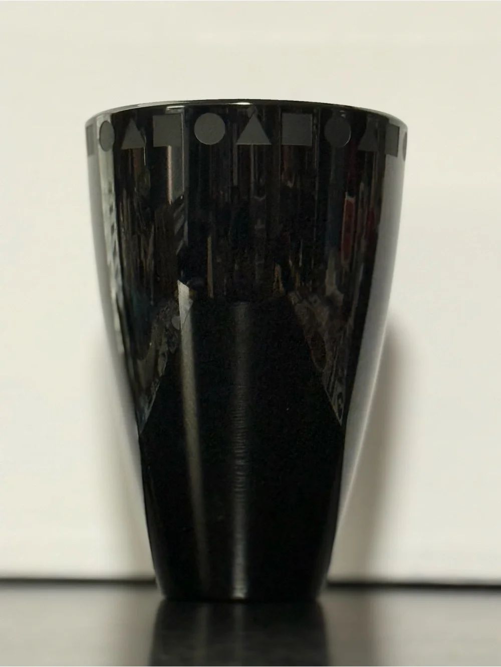 Vintage Black Crystal Vase by Ward Bennett for Sasaki w/Etched Geometric Band